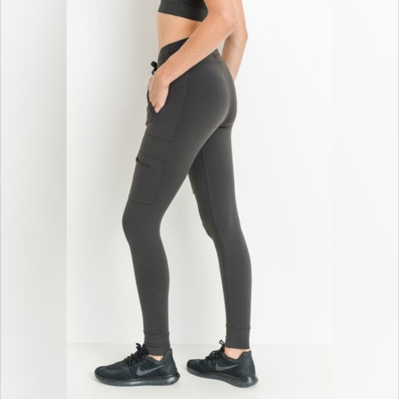 New Skinny Cargo Hybrid Full Leggings Charcoal - Picture 3 of 5